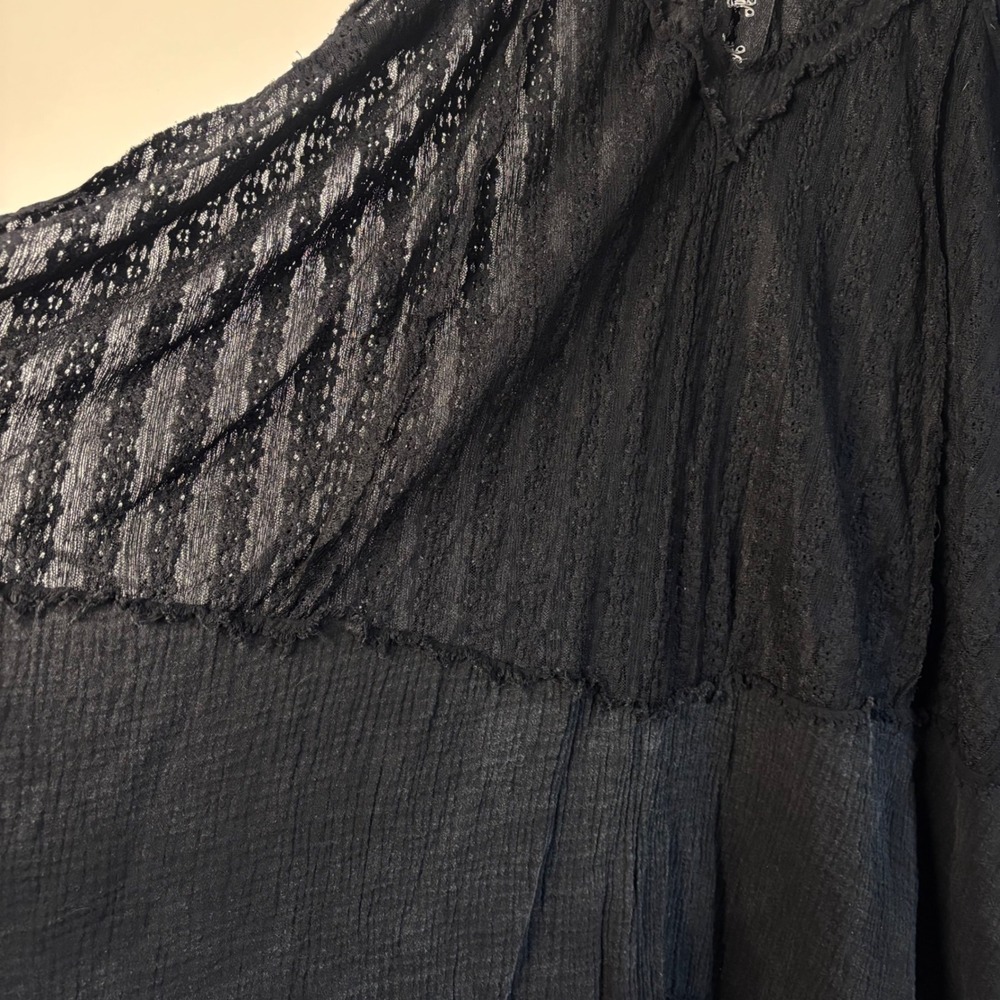 POL Black Lace Boho Sheered Sleeveless Dress Tunic Women's Oversized Small - Picture 5 of 8